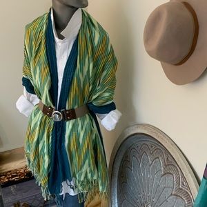 Turquoise Aztec Boho Scarf Wrap